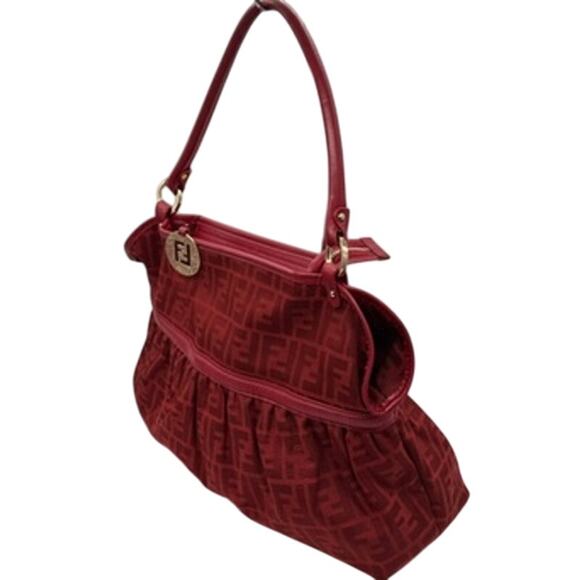 Fendi Red Zucca Chefs bag*Red Canvas & Leather*BEAUTIFUL CONDITION - Picture 5 of 16